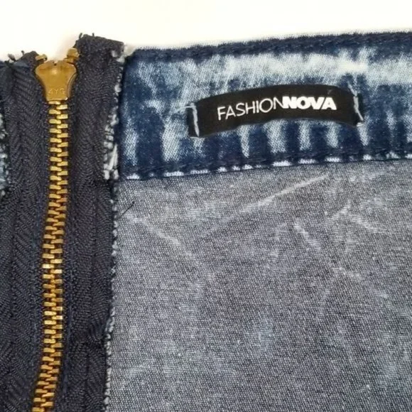 Fashion Nova Pencil Skirt Womens Size1X Stretch Acid Wash Mini Length NEW - Picture 7 of 12